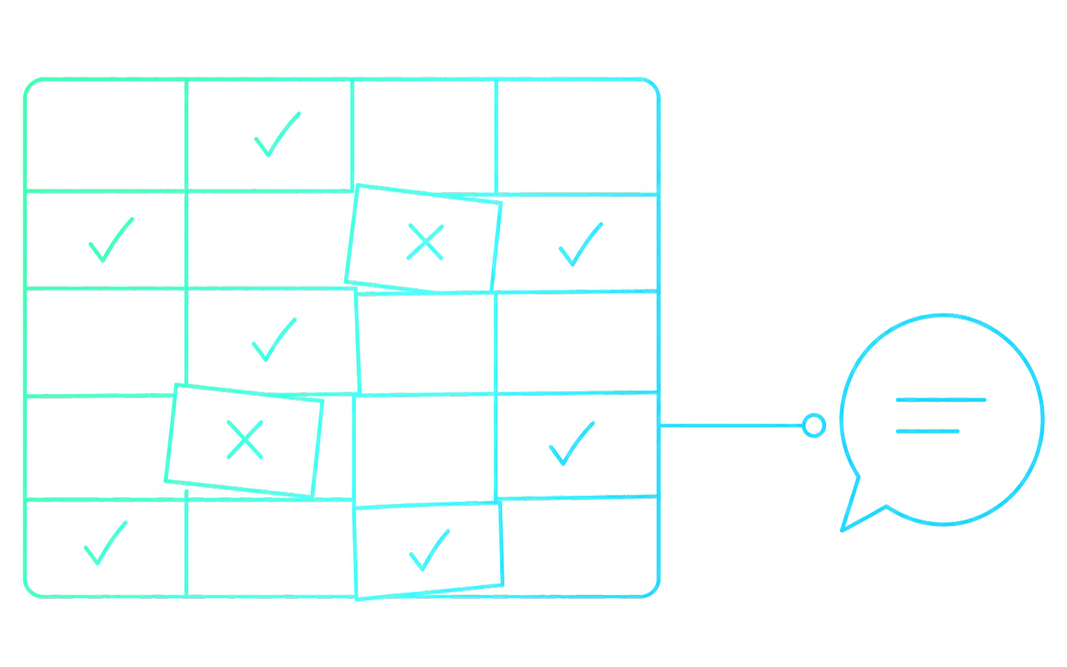 Planilha desencontrada do WhatsApp — diagrama line-art